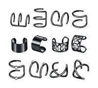 Morsetti 12 pezzi minimalista orecchino polsini non penetrante nobile ciondolo per le donne orecchini tubolari, Taglia unica, Lega di acciaio, Nessuna pietra preziosa