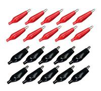 Morsetti a coccodrillo isolati (10 paia, acciaio nichelato), colore rosso e nero