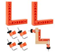 Morsetti Angolari per Legno, Squadra da Falegname 4 Coppie Clip di Fissaggio e 2 Pezzi 10 X 10 cm Morsetto Angolare a L Utensili per Lavorazione del Legno Artigianato Fai-Da-Te