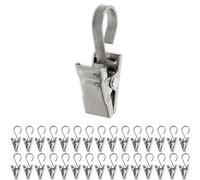 Morsetti da Tenda con Aggancio a Occhiello, 30 pezzi, in Argento, clip multiuso per tende con ganci doccia e finestra, catene luminose, elementi decorativi, clip per tende, anelli per tende con ganci