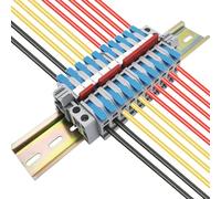 Morsetti Elettrici, CTRICALVER Kit di morsetti per guida din, con connettori compatti universali da 10 pezzi (blu), Striscia di Marcatura, Striscia di Collegamento e moduli fissi