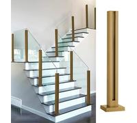 Morsetti per balaustre in vetro dorato per scale, 8-10 mm, sistema di ringhiera per interni ed esterni, balcone e terrazza con fissaggi angolari/terminali (palo terminale 140 cm)