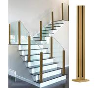 Morsetti per balaustre in vetro dorato per scale e balcone, sistema di corrimano da 8-10 mm con fissaggi angolari/estremità per uso interno/esterno (140 cm/55,1 pollici)