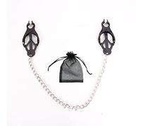 Morsetti per capezzoli Clover Clip, Morsetti per capezzoli con catena, Morsetti per capezzoli non perforanti, Morsetti per capezzoli con catena di metallo Sm Flirting Toys per donne (Nero-B)