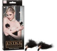 Morsetti per capezzoli con piume Entice nero e oro pinze bondage BDSM fetish