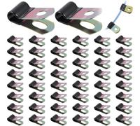 Morsetti per cavi da 1/4 di pollice, clip per cavi in acciaio al carbonio, con isolamento in gomma, morsetti per una gestione sicura dei cavi elettrici (50 pezzi)