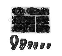 Morsetti per cavi di tipo R, Fydun 200 pezzi Nylon Plastica clip di fissaggio Pinze Pinze assortite Scatola per kit di cavi Kit di fissaggio Assortimento di cavi (nero)