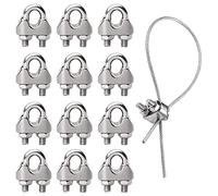 Morsetti per Cavo Acciaio Inox, 12 Pezzi M3 Morsetti Serracavo Morsetto per Fune Metallica a Forma di U Clip per Cavi, Fermacavo per Cavo Tenda da Sole Stendibiancheria