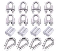 Morsetti Per Fune 16 pezzi 304 acciaio inossidabile cavo morsetto ditale e alluminio crimpatura anello manicotto assortimento kit M10