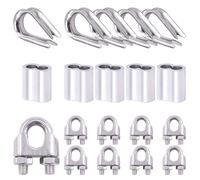 Morsetti Per Fune 24 pz 304 Morsetti for cavi in acciaio inossidabile for fune metallica Ditale e kit di assortimento manicotti for crimpatura in alluminio M10