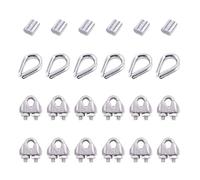 Morsetti Per Fune 24 Pz M2 Morsetto For Cavo A Fune Metallica Con Ditali For Combo E Set Di Manicotti Ad Anello For Crimpatura In Alluminio For For A