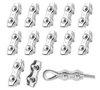 Morsetti per Fune Metalliche M4 12 Pezzi Morsetto Duplex in Acciaio Inossidabile 304 Clip per Funi Metallica da 3 mm Fissaggio di Tende da Sole Giardini Cavi in Acciaio