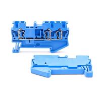Morsettiera a molla ST2.5-TWIN da 10 pezzi, connettori for guida DIN da 2,5 mm², 28 A 1 ingresso-2 uscite(ST-2.5-TWIN-BLUE)