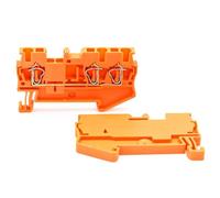 Morsettiera a molla ST2.5-TWIN da 10 pezzi, montaggio su guida DIN, 2,5 mm², 28 A, 1 ingresso e 2 uscite, connettori elettrici for controllo industriale(ST-2.5-TWIN-ORANGE)