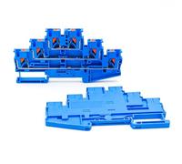 Morsettiera a tre livelli PT 2,5-3L da 2,5 mm², morsetti a molla compatti for guida DIN, connessioni elettriche, confezione da 10 pezzi(PT 2.5-3L-BLUE)