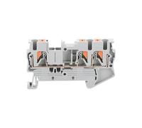Morsettiera da 10 pezzi for montaggio su guida DIN PT 2.5-Twin 3 conduttori, con molla a pressione, senza viti, passante, connettore for filo conduttore(GRAY)