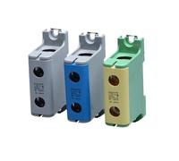 Morsettiera elettrica in alluminio con guida DIN unipolare da 95 mm2, 1 ingresso e 1 uscita, 1P, con vite di barriera, JUT10-95(Blue)