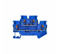 Morsettiera for guida DIN PTTB-2.5 10 pezzi 4 colori Morsetto a molla a doppio strato 24 A 500 V Conduttore PE AWG26-16(Blue)