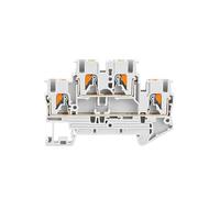 Morsettiera for guida DIN PTTB-2.5 10 pezzi 4 colori Morsetto a molla a doppio strato 24 A 500 V Conduttore PE AWG26-16(Gray)