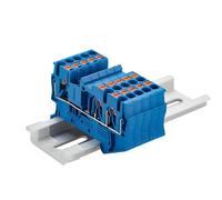 Morsettiera for montaggio su guida DIN doppia PT 2.5, 10 pezzi, 3 conduttori, con molla a inserimento, senza viti, passante, connettore for cavi(RED)