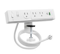 Morsettiera per computer con prolunga da 1,8 m, ricarica rapida PD da 30 W, montaggio bordo del computer, 2 presa(e) AC + 1 presa