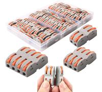 Morsettiere Elettriche, CESFONJER 42 Pezzi SPL-1 Morsetti Elettrici Rapidi,Conduttore Compatto Connettore, Connettori Elettrici a Bilaterale con Leva, Combinazione Libera