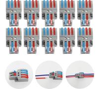 Morsettiere Elettriche, CTRICALVER 10 Pcs Compact Connettore, 2 in 4 fuori Connettori Elettrici Rapidi, Leva-Dado Cavo Connettore, Con viti di montaggio