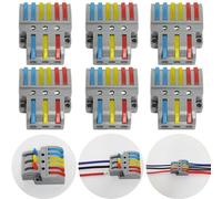 Morsettiere Elettriche, CTRICALVER 6 Pcs 3 in 6 fuori Connettore Elettrico, Connettori Elettrici Rapidi, Leva-Dado Cavo Connettore, Con viti di montaggio