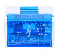 Morsettiere, Scatola di Giunzione a 2 Livelli Scatola di Distribuzione Terminali 207 125A 500V 2 Ingressi 12 Uscite Terminali su Guida Din Custodia con Coperchio Trasparente