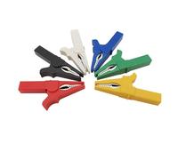 Morsetto a coccodrillo di protezione in plastica, 55 mm, 4 pezzi, test della batteria, pinze a coccodrillo, foro di coda adatto per connettore a banana da 4 mm (2 rosso e 2 nero)
