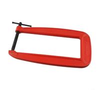 Morsetto a G resistente per la lavorazione del legno, apertura ganascia 110 mm, profondità 305 mm, morsetto duttile in ghisa con cuscinetto girevole, arancione (e)