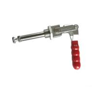 Morsetto a levetta push pull con struttura in ferro resistente e sistema di sgancio rapido per serraggio industriale per applicazioni di lavorazione del legno, saldatura e circuiti stampati