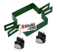 Morsetto centrale quadrato per recinzione, 80 x 80 mm, verde