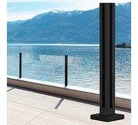 Morsetto doccia nero per ringhiera quadrata in vetro, sistema di ringhiera in acciaio regolabile per terrazza, balcone e patio, altezza regolabile da 65 a 115 cm, morsetti ad angolo