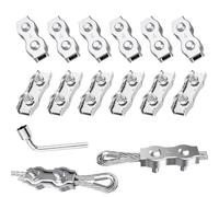 Morsetto Duplex Clip per Fune Metallica Morsetti M4 12pcs per Funi Duplex per Fune di Sartiame Cavo di Tensione Funi Metalliche di Tensionamento (M4)