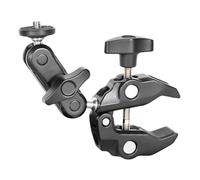 Morsetto multiuso in alluminio per accessori per fotocamera con pulsante di bloccaggio per pannelli LED, monitor e regista, due teste sferiche, supporto per fotocamera