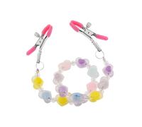 Morsetto per capezzoli con collana,Pinze per il seno per donna,Giocattoli per la stimolazione dei capezzoli,regolabile,Anelli per capezzoli non perforati in acciaio inossidabile (Rosa)