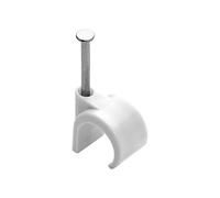 Morsetto per cavi, per cavi elettrici, clip per cavo, serra, cavetto, cavallo, fascette con chiodi in acciaio, 50 fascette D16/19, colore: bianco