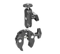 Morsetto per fotocamera regolabile in lega di alluminio con due teste a sfera per luci LED DSLR Montaggio su stabilizzatori Gimbals Fino a 1,5 kg di capacità morsetto per fotocamera con testa a sfera