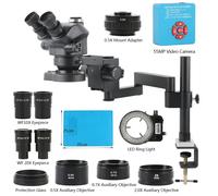 Morsetto per microscopio trinoculare stereo con zoom 3,5X-200X Base di tipo di estensione pieghevole + Videocamera digitale 48MP 55MP 4K 2K HDMI USB VGA 3.5x-200x