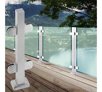Morsetto per ringhiera in vetro in acciaio inossidabile per giardino, scale, patio, balcone e recinzione per piscina, adatto a pannelli da 10 12 mm, palo medio 65 cm, durevole ed elegante