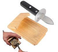Morsetto per Sgusciare Ostriche, Shucker di Ostriche in Legno, Kit Apertura Ostriche Sicura con Coltello da Ostrica, Strumenti Portatili per Frutti Mare, Supporto per Ostriche in Legno