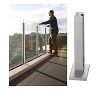 Morsetto quadrato per pannello in vetro per balcone e terrazza, sistema di supporto per ringhiere in acciaio inossidabile 304 (palo medio, altezza 130 cm)