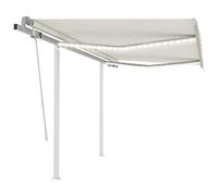 Morsetto snodato retrattile, adatto per balcone, terrazza, balcone, tenda da sole resistente ai raggi UV e alle intemperie, con LED 3 x 2,5 m, bianco crema