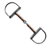Morso per cavallo con anello a D | Morso per cavallo con bocca a rullo in rame - Morso per cavallo a snodo singolo, filetto con anello a D per forniture equestri