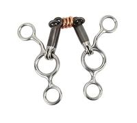 Morso per cavallo in acciaio inossidabile con rullo in rame snodato a bocca morso per cavallo anello bavaglio in ottone bocchino da 145 mm attrezzatura per addestramento cavalli