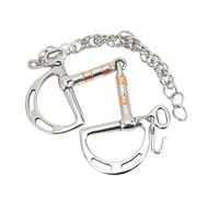 Morso per cavallo Pelham in acciaio inox, accessorio per cavalli, anello a D, con catena, per bocca di cavallo da 125 mm