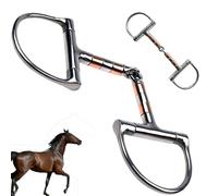 Morso professionale for cavalli in acciaio inossidabile con rullo in rame e anello a D, 0,51x0,55 pollici, filetto a snodo singolo, favorisce la salivazione