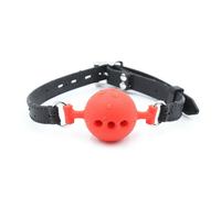 morso sadomaso bocca gag costrittivo bondage sfera rossa silicone 3 fori schiavo