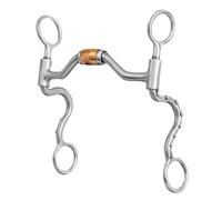 Morso western intero satinato aste curve decorate con imboccatura a rullo rame M